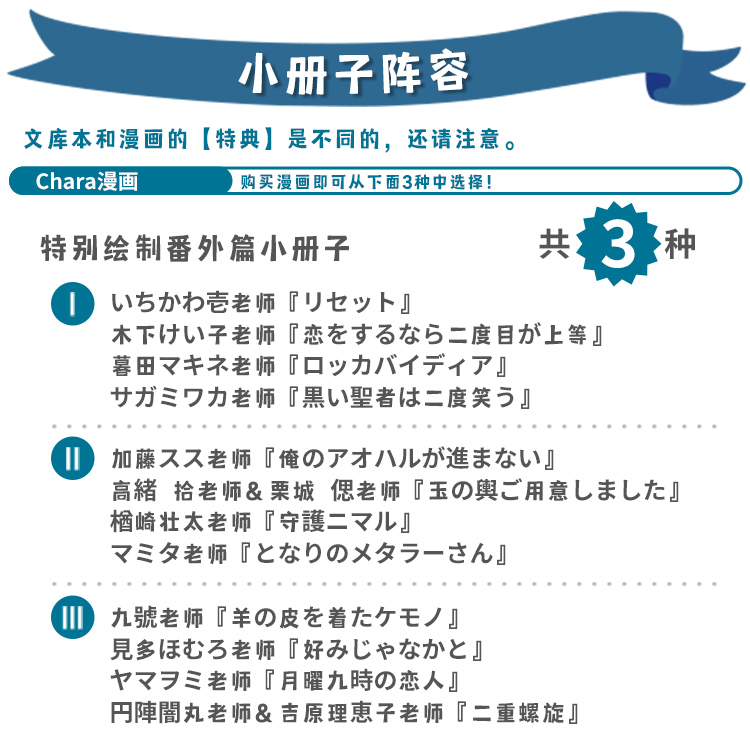 描き下ろしミニ番外編小冊子 全3種
