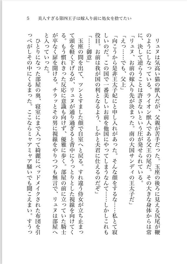 【小説】美人すぎる第四王子は嫁入り前に処女を捨てたい