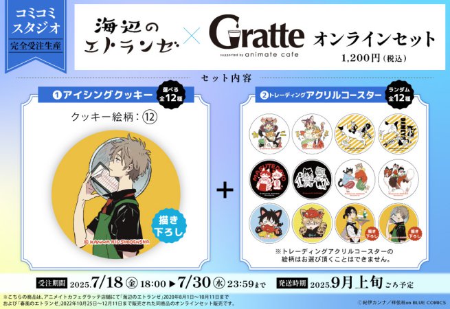 【2次ご予約分】クッキー絵柄【12】『海辺のエトランゼ×Gratte』オンラインセット　描き下ろし（有償特典アクリルコースター付（全12種ランダム））
