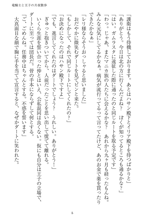 【小説】竜騎士と王子の月夜散歩