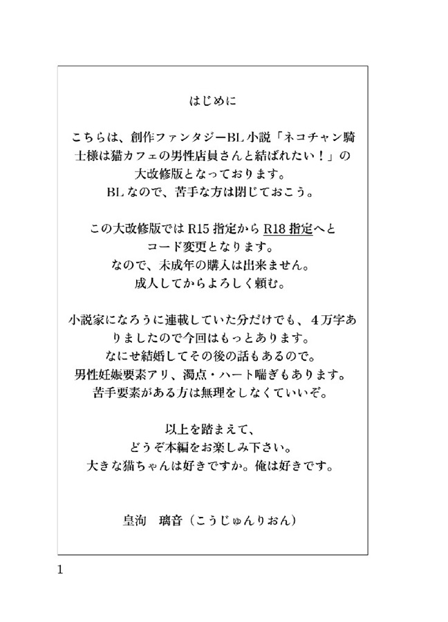 【25秋サイン・受注】【小説】ネコチャン騎士は男性店員さんと結婚したい！