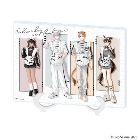 アクリルアートボード(A5サイズ)「オオカミくんはゆずらない」01/集合デザイン(描き下ろしイラスト)