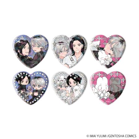 ホログラムハート型缶バッジ「弱虫オメガは溺愛されたい」01/ブラインド(全6種)(描き下ろしイラスト)