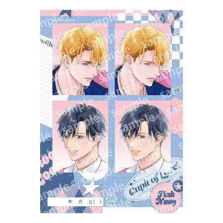 プリントフォト風シール　PINK/NAVY TRAD. CLUB ver.　ベッドイン・ルール