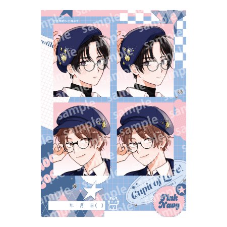 プリントフォト風シール　PINK/NAVY TRAD. CLUB ver.　みなと商事コインランドリー