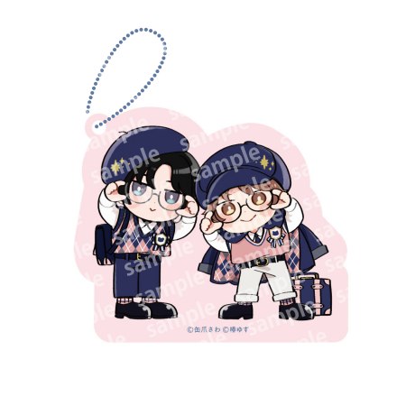 アクリルブロックチャーム　PINK/NAVY TRAD. CLUB ver.　みなと商事コインランドリー