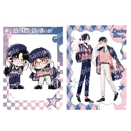 クリアファイルセット　PINK/NAVY TRAD. CLUB ver.　みなと商事コインランドリー